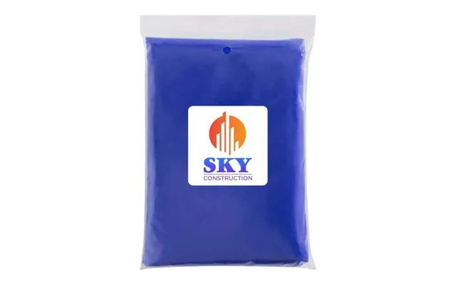 Promotional Mayan Recycled Plastic Disposable Rain Poncho With Storage Pouch Royal Blue Branded With Your Logo