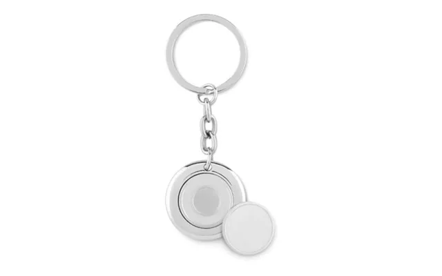 Promotional Metal Key Ring With Token Shiny Silver Branded With Your Logo