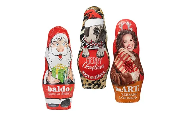 Promotional Midi Chocolate Santa Claus Gold Custom Branded Merch With Logo For Bulk Corporate Gifts