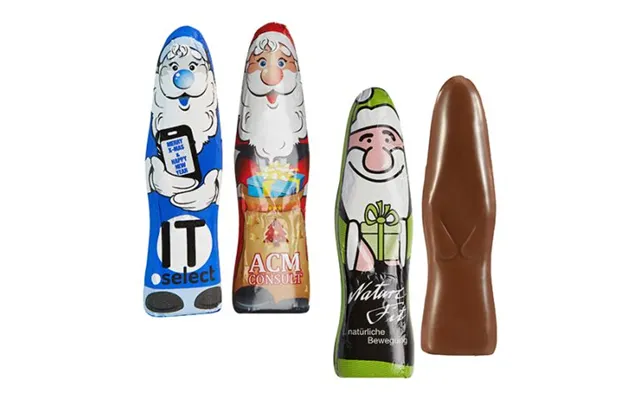 Promotional Mini Chocolate Santa Claus Silver Custom Branded Merch With Logo For Bulk Corporate Gifts