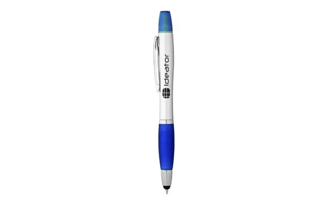 Promotional Nash Stylus Ballpoint Pen And Highlighter Silver-royal Blue Branded With Your Logo