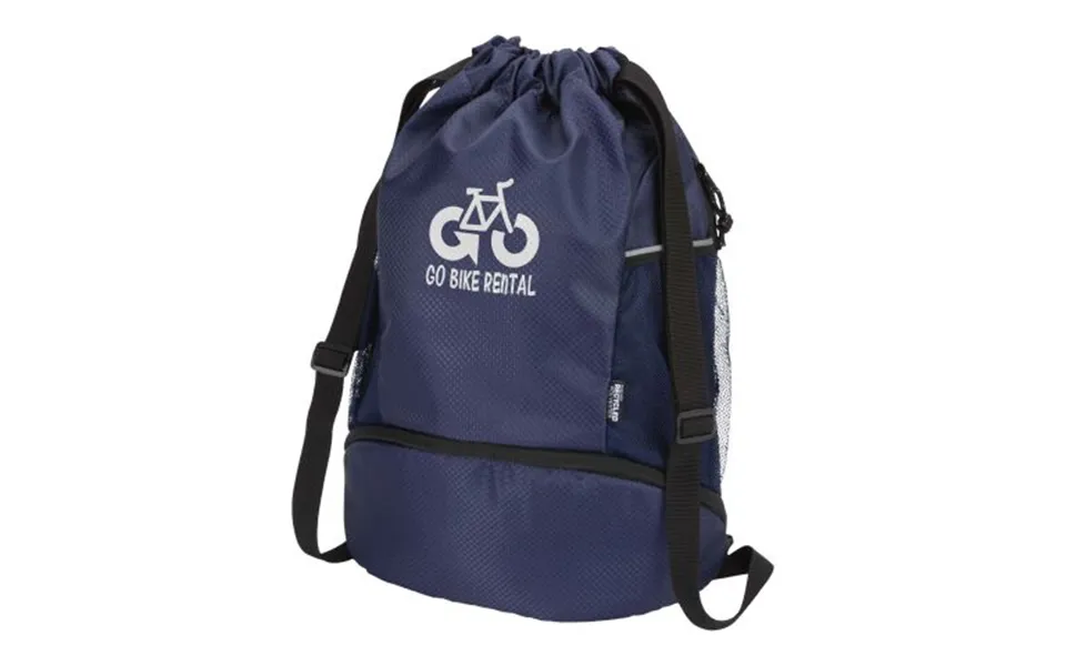 Promotional Nomad Grs Recycled Sports Drawstring Bag With Bottom Compartment 18l Navy Branded With Your Logo