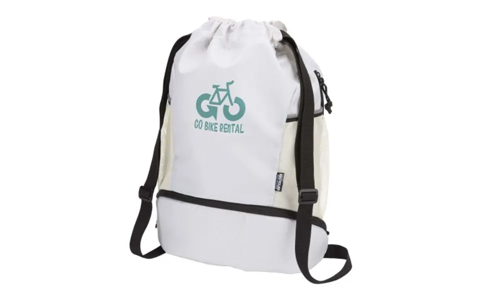 Promotional Nomad Grs Recycled Sports Drawstring Bag With Bottom Compartment 18l Sandstone Branded With Your Logo