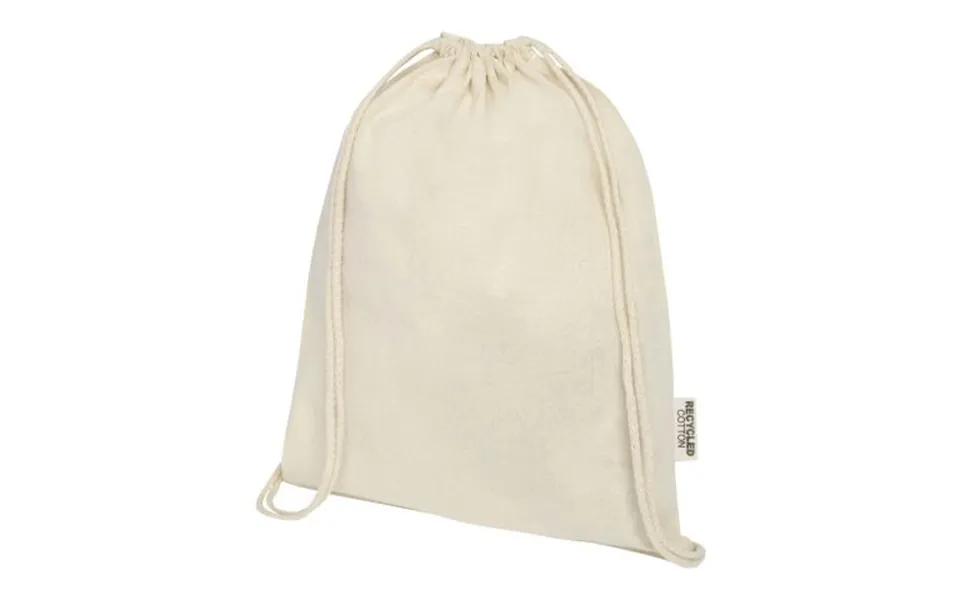 Promotional Oregon 140 G M Grs Recycled Cotton Drawstring Bag Natural Branded With Your Logo