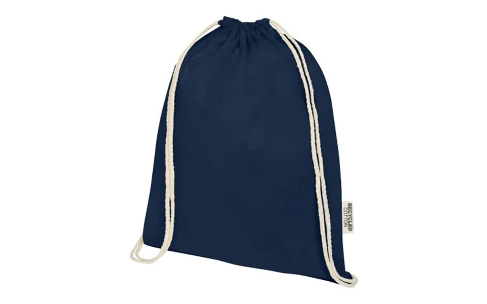 Promotional Oregon 140 G M Grs Recycled Cotton Drawstring Bag Navy Branded With Your Logo