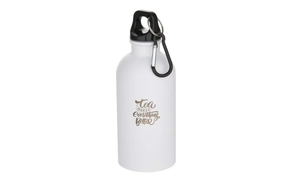 Promotional Oregon 400 Ml Matte Rcs Recycled Single Wall Stainless Steel Water Bottle With Carabiner White Branded With 
