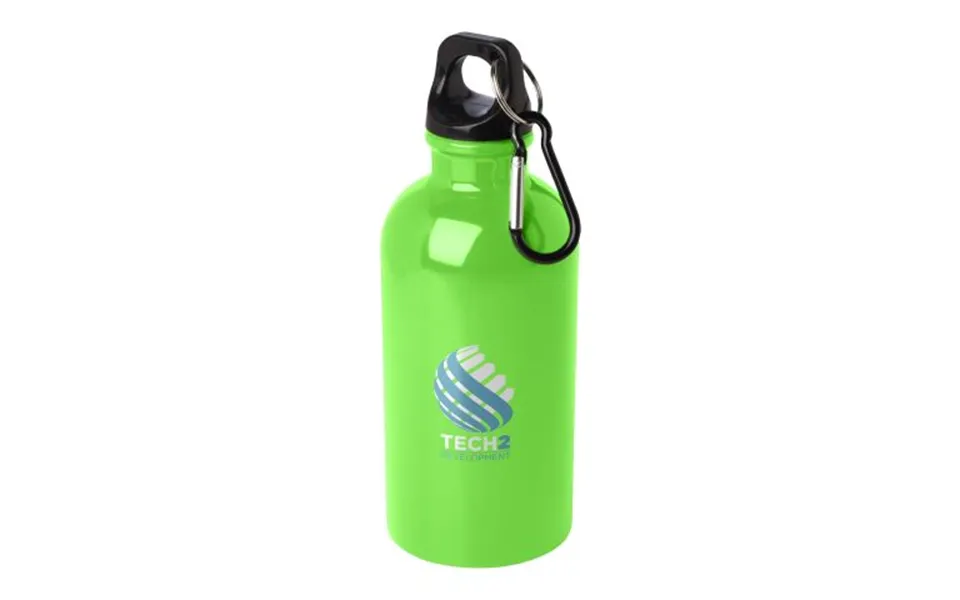 Promotional Oregon 400 Ml Rcs Certified Single Wall Stainless Steel Water Bottle With Carabiner Apple Green Branded With
