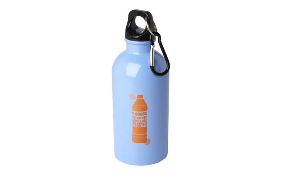 Promotional Oregon 400 Ml Rcs Certified Single Wall Stainless Steel Water Bottle With Carabiner Cloud Blue Branded With 