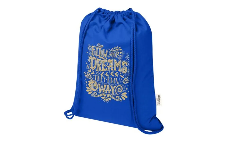 Promotional Oregon Blend 140 G M Grs Recycled Drawstring Bag 5l Royal Blue Branded With Your Logo