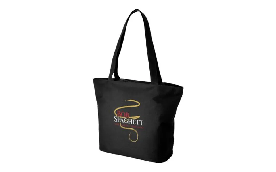 Promotional Panama Zippered Tote Bag Solid Black Branded With Your Logo
