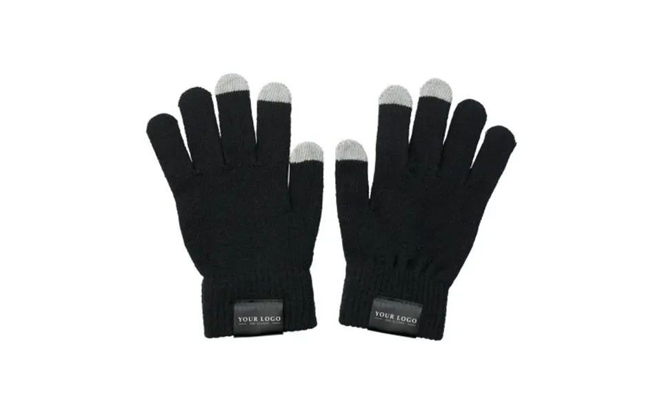 Promotional Polyester Gloves Elena Black Branded With Your Logo