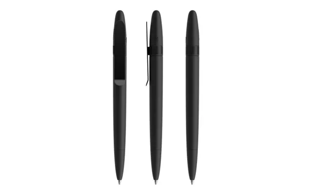 Promotional Prodir Ds5 Twist Ballpoint Pen Soft Touch With Metal Clip Black-black Branded With Your Logo