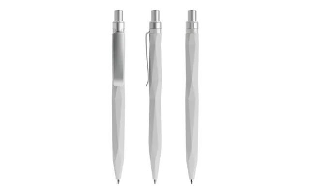Promotional Prodir Qs20 Push Ballpoint Pen Soft Touch With Metal Clip Light Grey-silver Branded With Your Logo