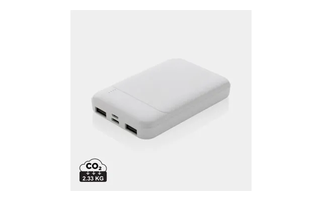 Promotional Rcs Recycled Plastic 5.000 Mah Powerbank White Branded With Your Logo