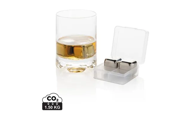 Promotional Re-usable Stainless Steel Ice Cubes 4pc Silver Custom Branded Merch With Logo For Bulk Corporate Gifts