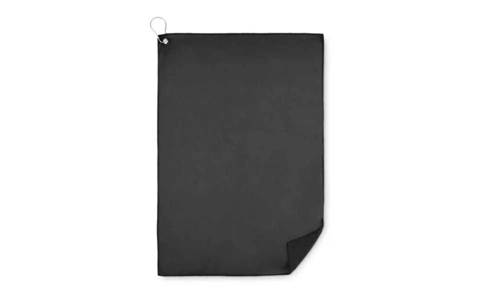 Promotional Rpet Golf Towel With Hook Clip Black Branded With Your Logo