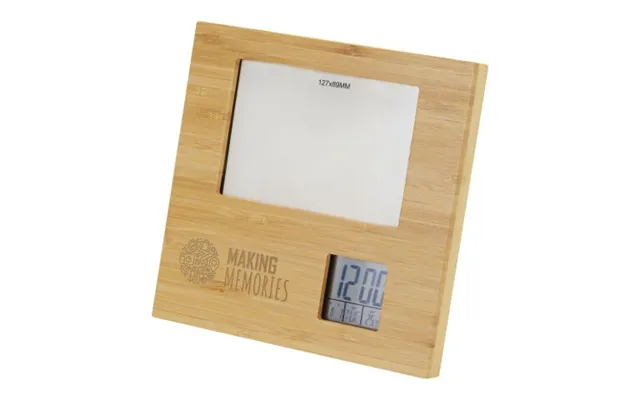 Promotional Sasa Bamboo Photo Frame With Weather Station Natural Custom Branded Merch With Logo For Bulk Corporate Gifts product image