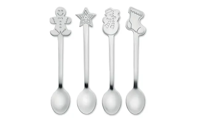 Promotional Set Of 4 Christmas Tea Spoon Matt Silver Branded With Your Logo