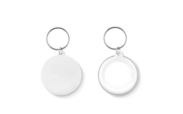 Promotional Small Pin Button Key Ring White Branded With Your Logo
