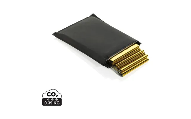 Promotional Solra Emergency Blanket In Rcs Recycled Rpet Pouch Black Custom Branded Merch With Logo For Bulk Corporate G