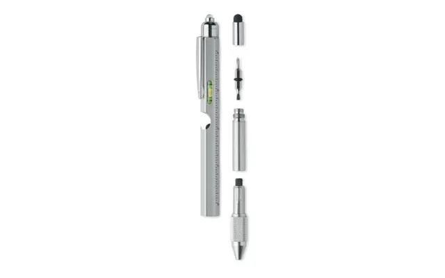 Promotional Spirit Level Pen With Led Light Matt Silver Custom Branded Merch With Logo For Bulk Corporate Gifts
