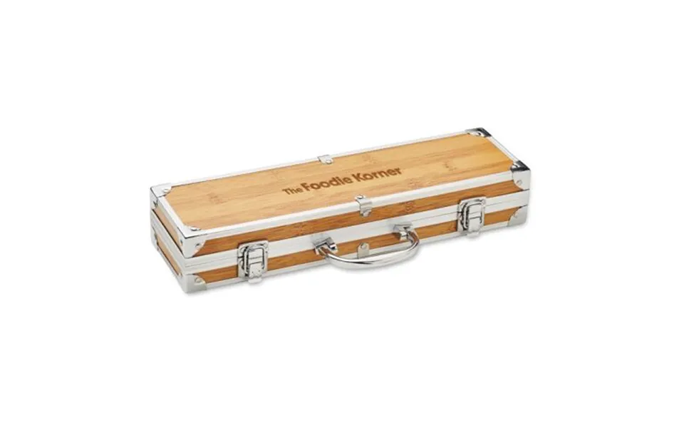 Promotional Stainless Steel Barbecue Tools Wood Branded With Your Logo