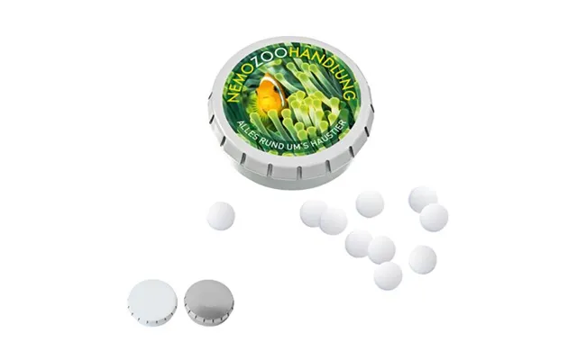 Promotional Super Mini Click Clack Tin With Peppermint Pastilles - 20g White Branded With Your Logo
