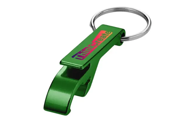 Promotional Tao Recycled Aluminium Keychain With Bottle Opener Green Branded With Your Logo