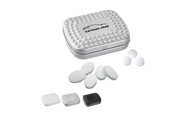 Promotional Techno Tin With Peppermint Pastilles White Branded With Your Logo