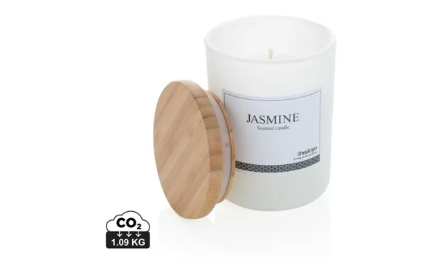 Promotional Ukiyo Deluxe Scented Candle With Bamboo Lid White Custom Branded Merch With Logo For Bulk Corporate Gifts product image