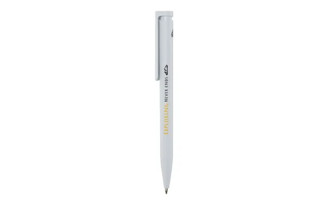 Promotional Unix Recycled Black Ink Plastic Ballpoint Pen White Branded With Your Logo