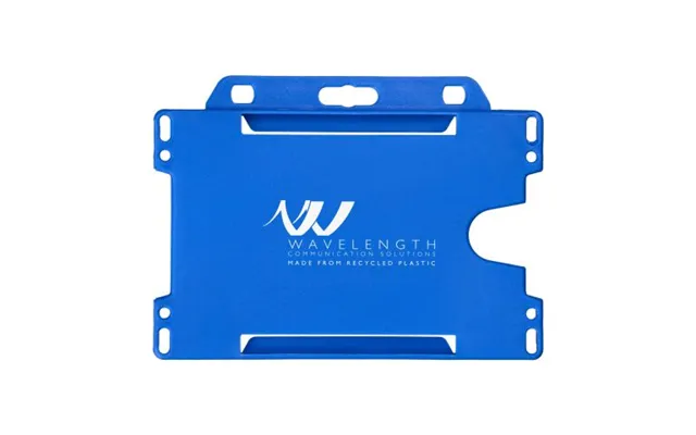 Promotional Vega Recycled Plastic Card Holder Blue Branded With Your Logo