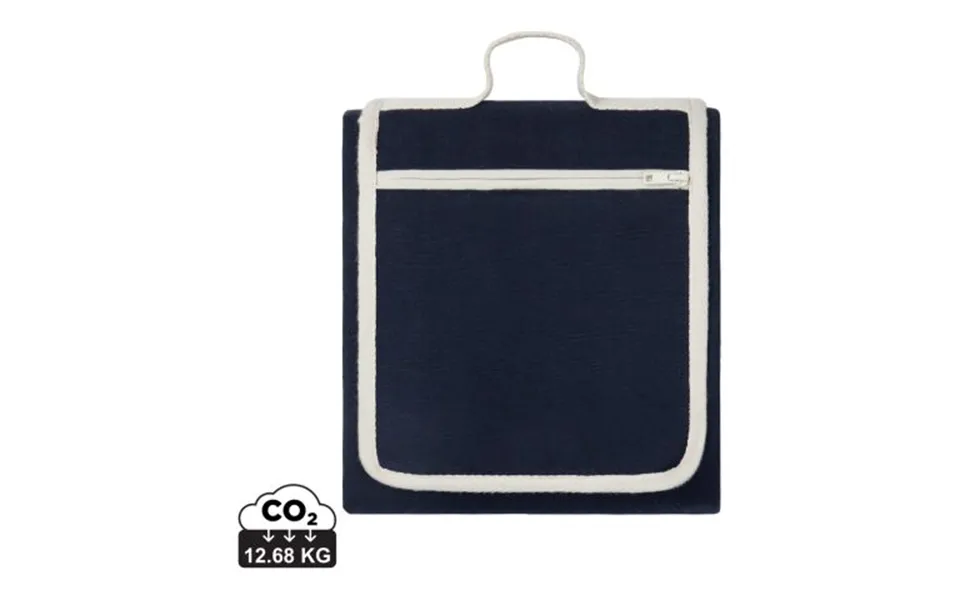 Promotional Vinga Volonne Aware Recycled Canvas Picnic Blanket Blue-off White Branded With Your Logo