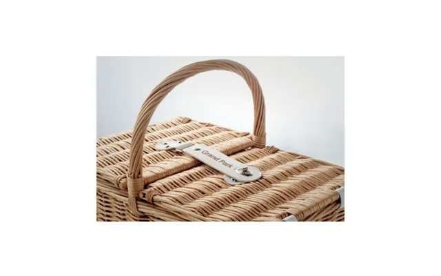 Promotional Wicker Picnic Basket 4 People Wood Custom Branded Merch With Logo For Bulk Corporate Gifts