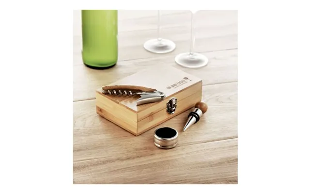 Promotional Wine Set In Bamboo Box Wood Branded With Your Logo
