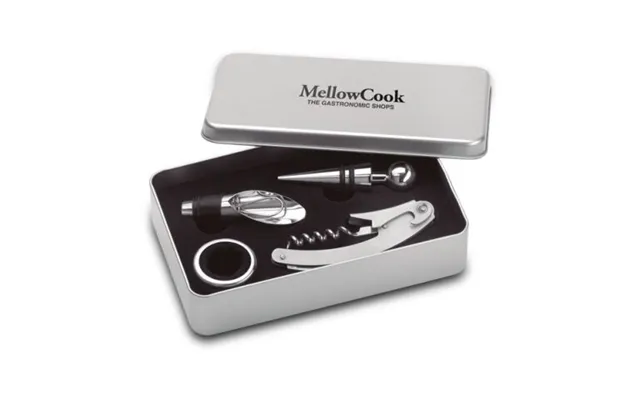 Promotional Wine Set In Tin Box Matt Silver Custom Branded Merch With Logo For Bulk Corporate Gifts