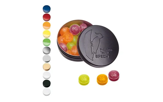 Promotional Xs Pocket Tin With Embossed Lid With Pulmoll Pastilles - 16g White Branded With Your Logo