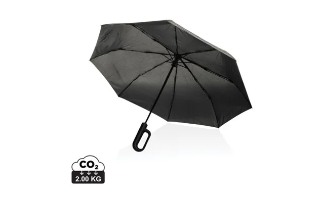 Promotional Yara 21 Aware Rpet Solid Colour Umbrella With Carabiner Black Branded With Your Logo