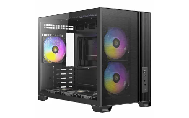 Antec Flux M Gaming Case Micro Atx Mesh Wood Front - Black