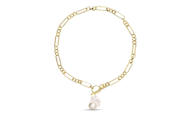 Alba Chunky Mixed Link Gold Necklace With Large Keshi Pearl