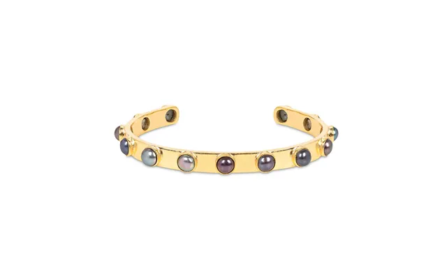 Aurora Gold Cuff Bracelet With Grey Pearls