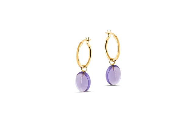 Eden Gold Hoop Earrings With Amethyst Charm - Medium