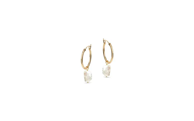 Venus Gold Hoop Earrings With Keshi Pearl Charm - Small