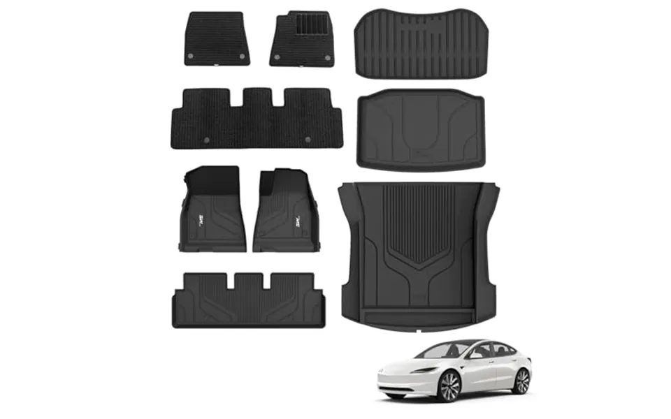 3w Floor Mats & Boot Liner & Carpets Fit For Tesla Model 3 2021 2022 2023 - All Weather Dog Friendly Tpe Mats