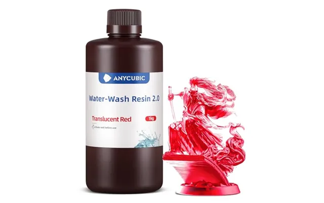 Anycubic Water Washable 3d Printer Resin 2.0 Transparent Red,1kg Easy Post-processing - High Precision And High Resilien