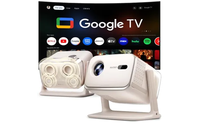 Aurzen Boom Mini 4-in-1 Streaming Projector With Stand - Google Tv Smart-projector With Wifi And Bluetooth