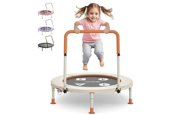 Bcan 36'' Mini Toddler Trampoline - Adjustable Big Handle & Safety Pad & Folding Legs