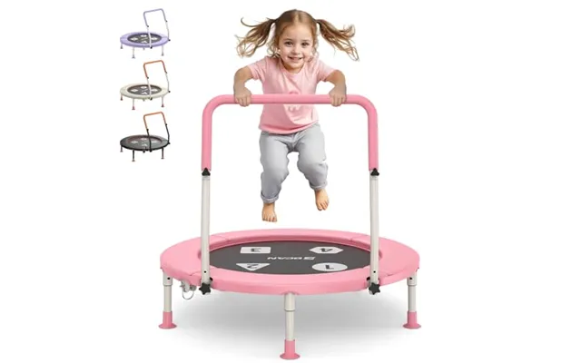 Bcan 36'' Mini Toddler Trampoline - Adjustable Big Handle & Safety Pad & Folding Legs