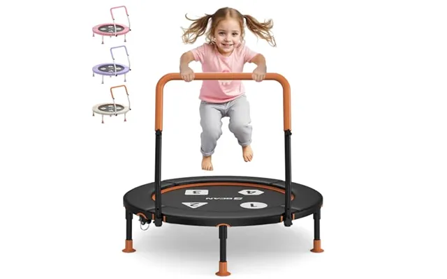 Bcan 36'' Mini Toddler Trampoline - Adjustable Big Handle & Safety Pad & Folding Legs