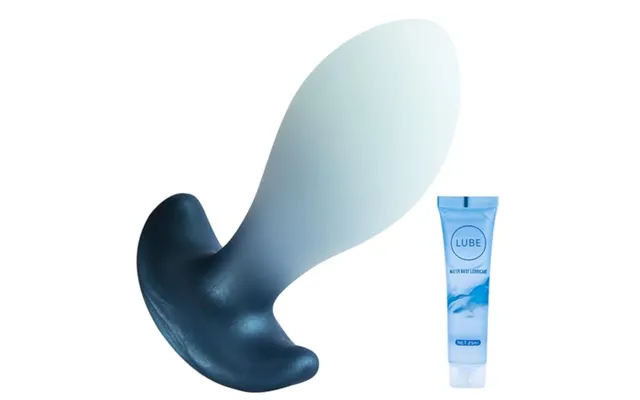 Blue White Soft Silicone Anal Plug - And Anal Dilator With Handle